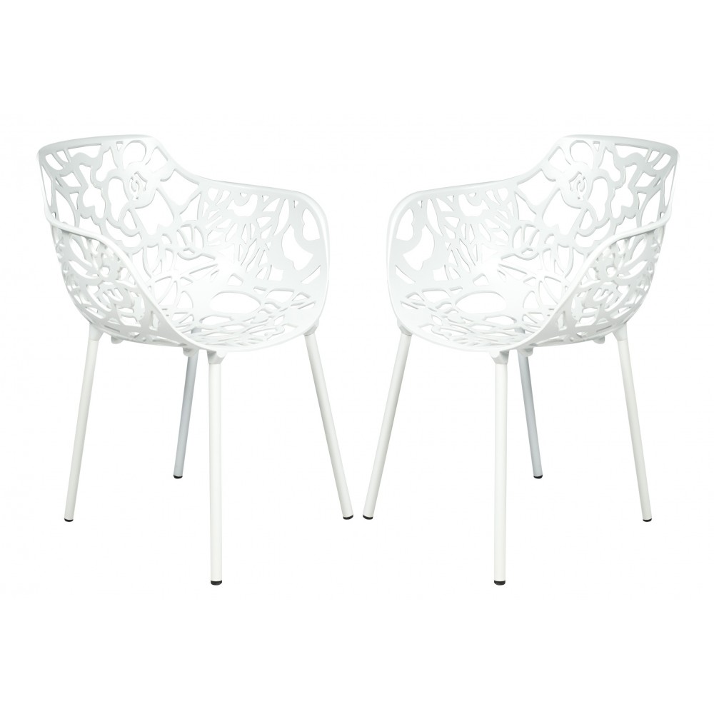 LeisureMod Modern Devon Aluminum Armchair, Set of 2, White, DCA23W2