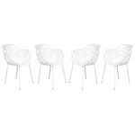 LeisureMod Modern Devon Aluminum Armchair, Set of 4, White, DCA23W4