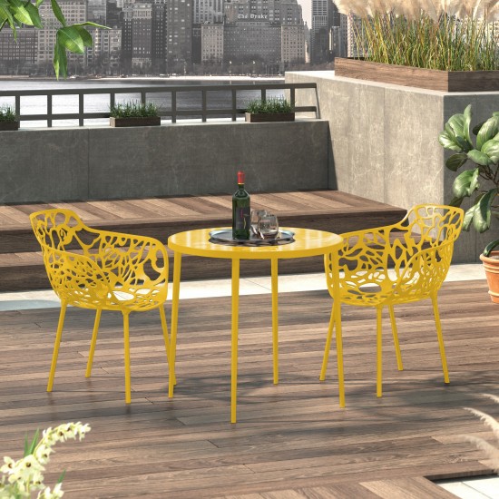 LeisureMod Modern Devon Aluminum Armchair, Set of 2, Yellow, DCA23Y2