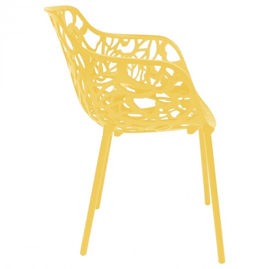 LeisureMod Modern Devon Aluminum Armchair, Set of 2, Yellow, DCA23Y2