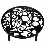 Tree Design Glass Top Aluminum Base Indoor Outdoor End Table, Black, DT20BL