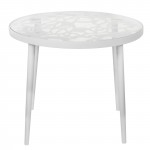 Devon Tree Design Glass Top Aluminum Base Indoor Outdoor End Table, White, DT20W