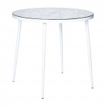 Tree Design Glass Top Indoor Outdoor Bistro Dining Table, White, DT31W