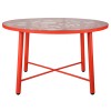 Tree Design Glass Top Aluminum Base Indoor Outdoor Dining Table, Red, DT48R