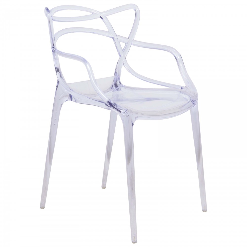 LeisureMod Milan Modern Wire Design Chair, Clear, MW17CL