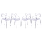 LeisureMod Milan Modern Wire Design Chair, Set of 4, Clear, MW17CL4