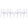 LeisureMod Milan Modern Wire Design Chair, Set of 4, Clear, MW17CL4