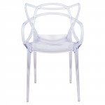 LeisureMod Milan Modern Wire Design Chair, Set of 4, Clear, MW17CL4