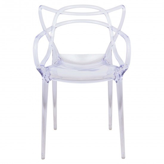 LeisureMod Milan Modern Wire Design Chair, Set of 4, Clear, MW17CL4