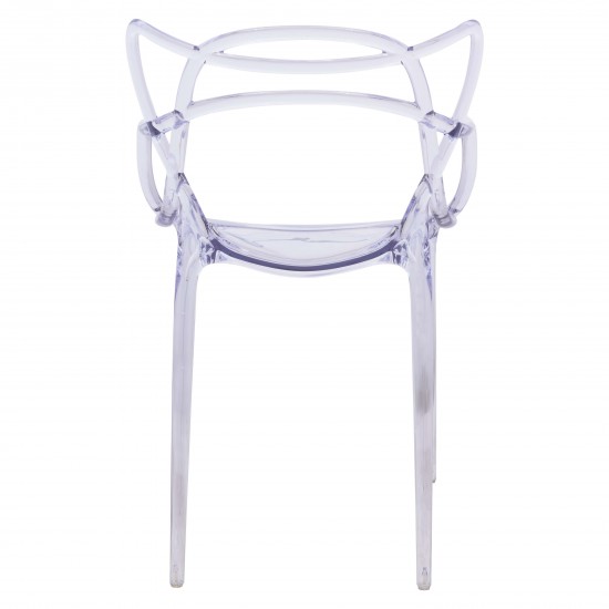 LeisureMod Milan Modern Wire Design Chair, Set of 4, Clear, MW17CL4