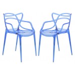 LeisureMod Milan Modern Wire Design Chair, Set of 2, Blue, MW17TBU2