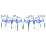 LeisureMod Milan Modern Wire Design Chair, Set of 4, Blue, MW17TBU4