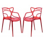 LeisureMod Milan Modern Wire Design Chair, Set of 2, Red, MW17TR2