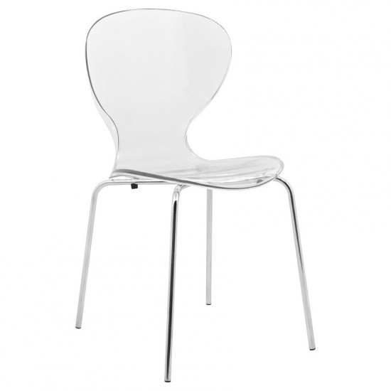 LeisureMod Modern Oyster Transparent Side Chair, Clear, OC17CL