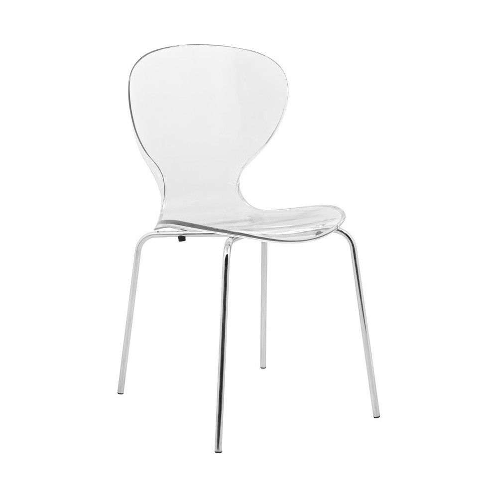 LeisureMod Modern Oyster Transparent Side Chair, Clear, OC17CL