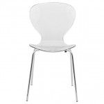 LeisureMod Modern Oyster Transparent Side Chair, Clear, OC17CL