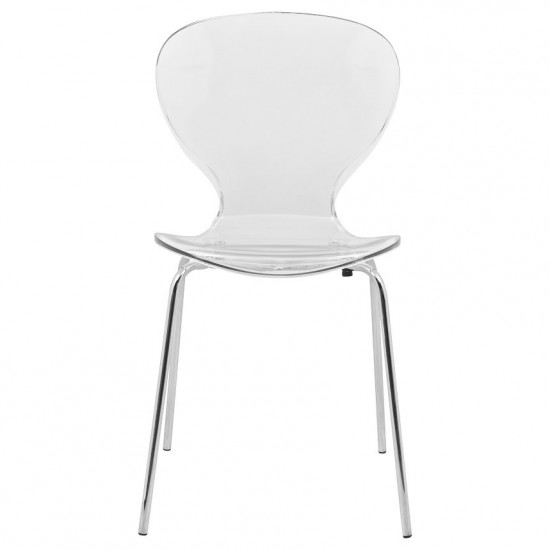 LeisureMod Modern Oyster Transparent Side Chair, Clear, OC17CL