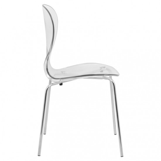 LeisureMod Modern Oyster Transparent Side Chair, Clear, OC17CL