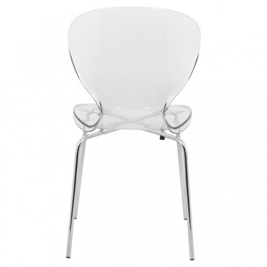 LeisureMod Modern Oyster Transparent Side Chair, Clear, OC17CL