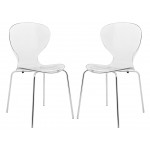 LeisureMod Modern Oyster Transparent Side Chair, Set of 2, Clear, OC17CL2