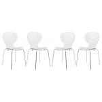 LeisureMod Modern Oyster Transparent Side Chair, Set of 4, Clear, OC17CL4
