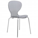 LeisureMod Modern Oyster Transparent Side Chair, Transparent Black, OC17TBL