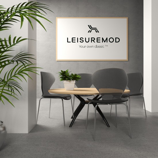 LeisureMod Modern Oyster Transparent Side Chair, Transparent Black, OC17TBL