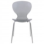 LeisureMod Modern Oyster Transparent Side Chair, Transparent Black, OC17TBL