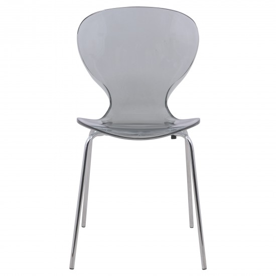 LeisureMod Modern Oyster Transparent Side Chair, Transparent Black, OC17TBL