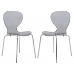 Modern Oyster Transparent Side Chair, Set of 2, Transparent Black, OC17TBL2