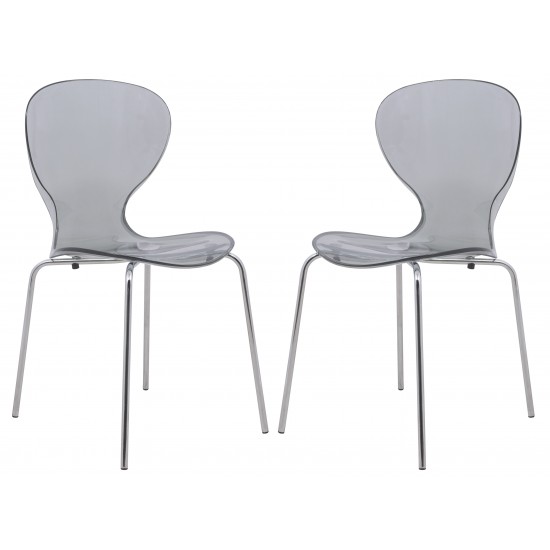 Modern Oyster Transparent Side Chair, Set of 2, Transparent Black, OC17TBL2