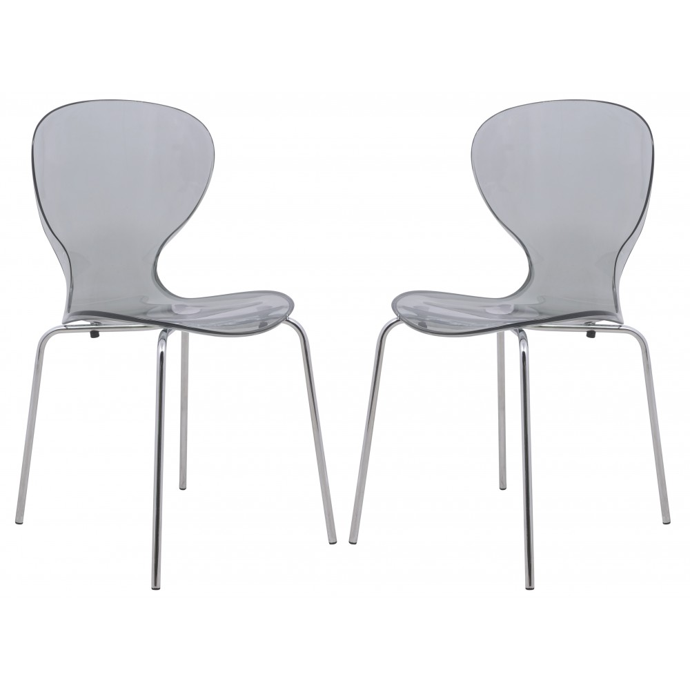 Modern Oyster Transparent Side Chair, Set of 2, Transparent Black, OC17TBL2