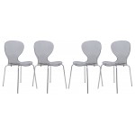 Modern Oyster Transparent Side Chair, Set of 4, Transparent Black, OC17TBL4