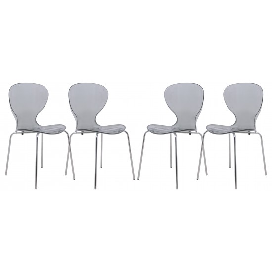 Modern Oyster Transparent Side Chair, Set of 4, Transparent Black, OC17TBL4