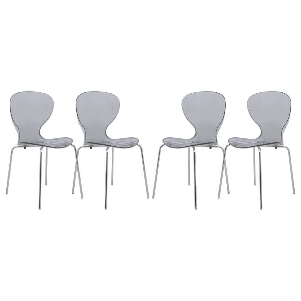 Modern Oyster Transparent Side Chair, Set of 4, Transparent Black, OC17TBL4