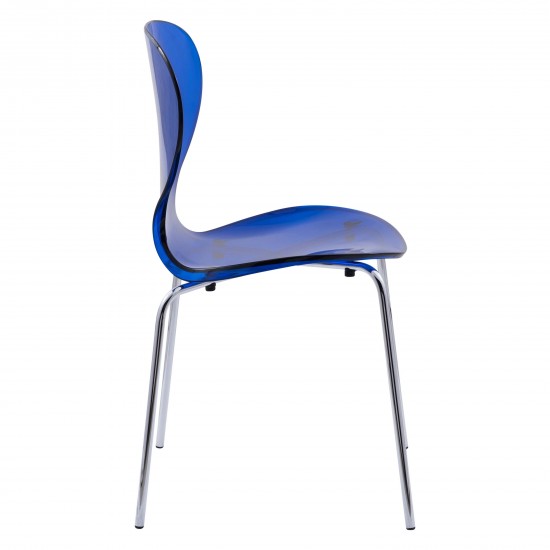 LeisureMod Modern Oyster Transparent Side Chair, Transparent Blue, OC17TBU