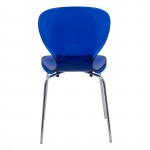 LeisureMod Modern Oyster Transparent Side Chair, Transparent Blue, OC17TBU