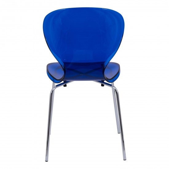 LeisureMod Modern Oyster Transparent Side Chair, Transparent Blue, OC17TBU