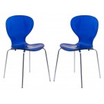 Modern Oyster Transparent Side Chair, Set of 2, Transparent Blue, OC17TBU2