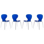 Modern Oyster Transparent Side Chair, Set of 4, Transparent Blue, OC17TBU4