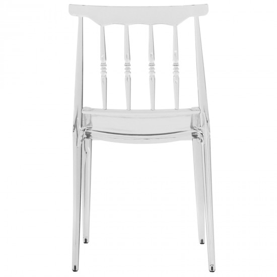 Spindle Transparent Modern Lucite Dining Chair in Clear, Clear, SC19CL