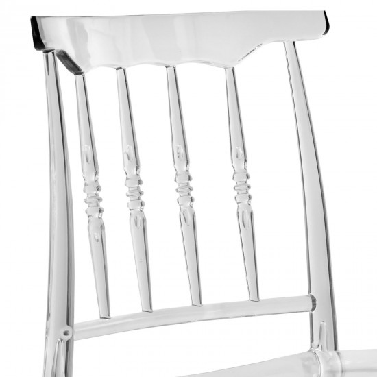 Spindle Transparent Modern Lucite Dining Chair in Clear, Clear, SC19CL