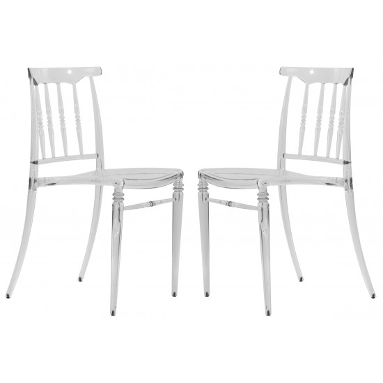 Spindle Transparent Modern Lucite Dining Chair in Clear Set of 2, Clear, SC19CL2