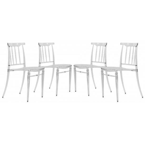 Spindle Transparent Modern Lucite Dining Chair in Clear Set of 4, Clear, SC19CL4