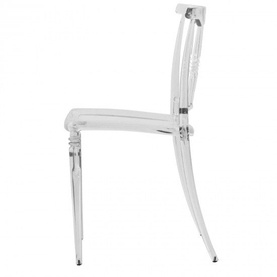 Spindle Transparent Modern Lucite Dining Chair in Clear Set of 4, Clear, SC19CL4