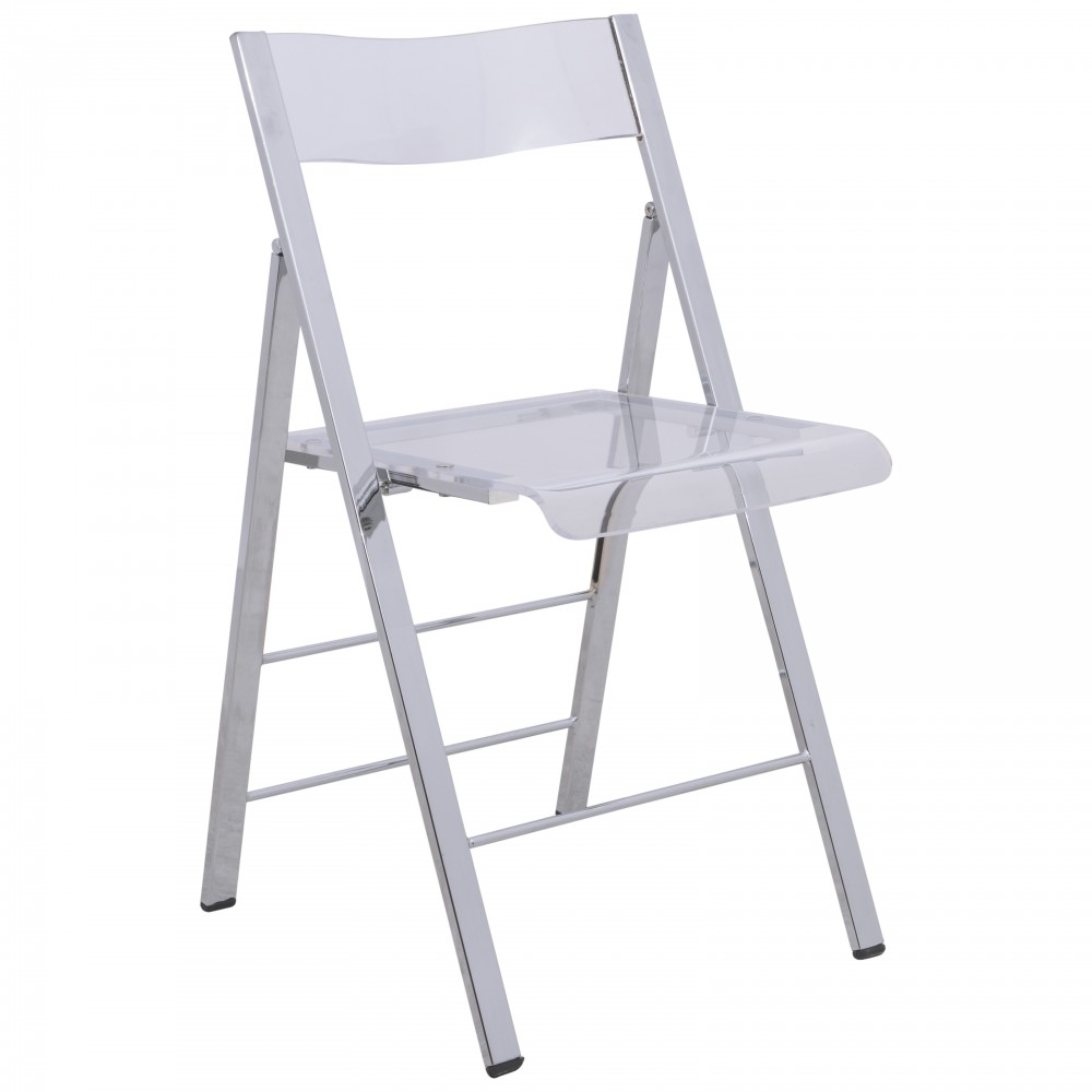 LeisureMod Menno Modern Acrylic Folding Chair, Clear, MF15CL LeisureMod Menno Modern Acrylic Folding Chair, Clear, MF15CL