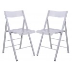 LeisureMod Menno Modern Acrylic Folding Chair, Set of 2, Clear, MF15CL2