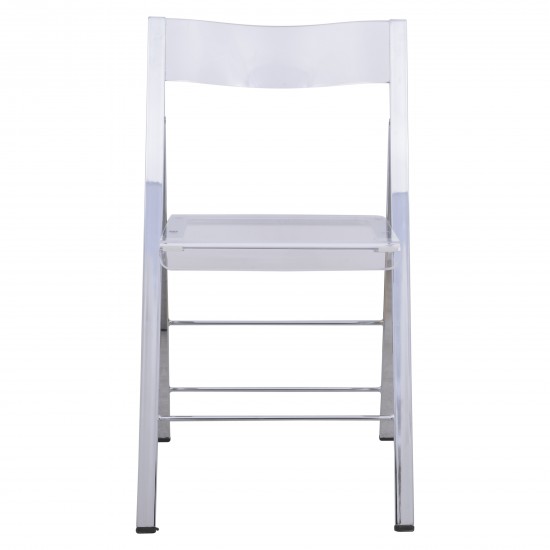 LeisureMod Menno Modern Acrylic Folding Chair, Set of 2, Clear, MF15CL2