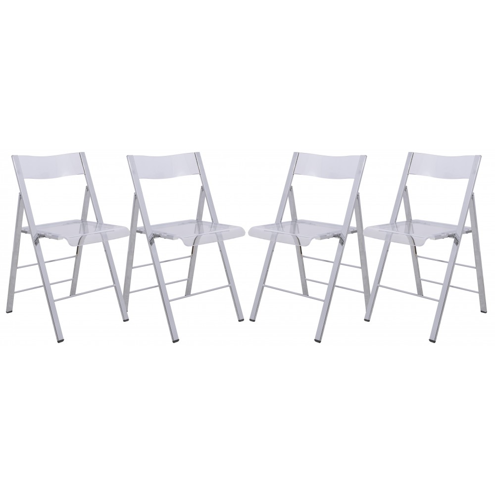 LeisureMod Menno Modern Acrylic Folding Chair, Set of 4, Clear, MF15CL4 LeisureMod Menno Modern Acrylic Folding Chair, Set of 4, Clear, MF15CL4