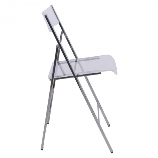 LeisureMod Menno Modern Acrylic Folding Chair, Set of 4, Clear, MF15CL4